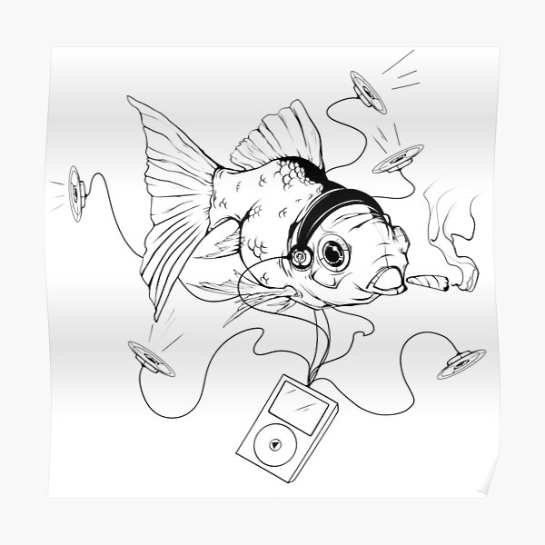 Ipod Fish smoking and Chilling Poster