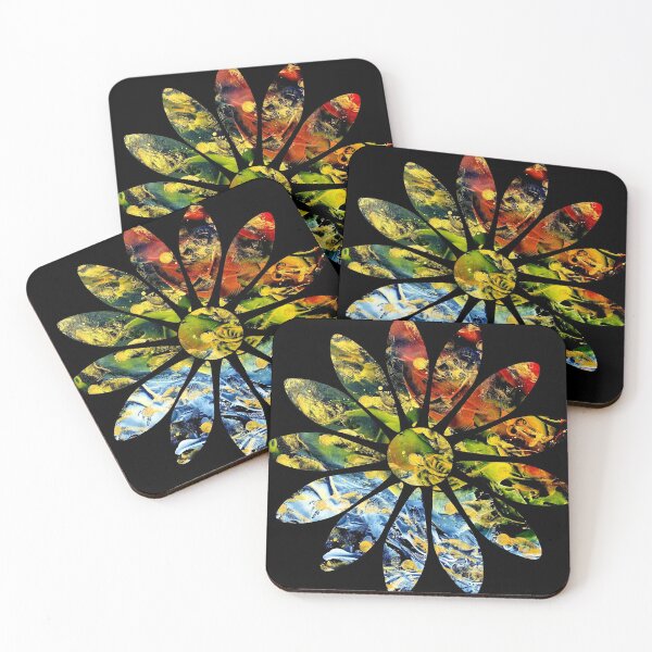 Item preview, Golden dancing stars spreading out colorful dust dreams abstract flower  designed and sold by TitaCris.