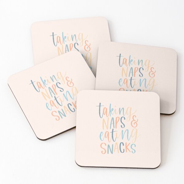Item preview, Taking Naps and Eating Snacks - Hand Lettered Quote - Blue & Peach designed and sold by TheBubblyType.