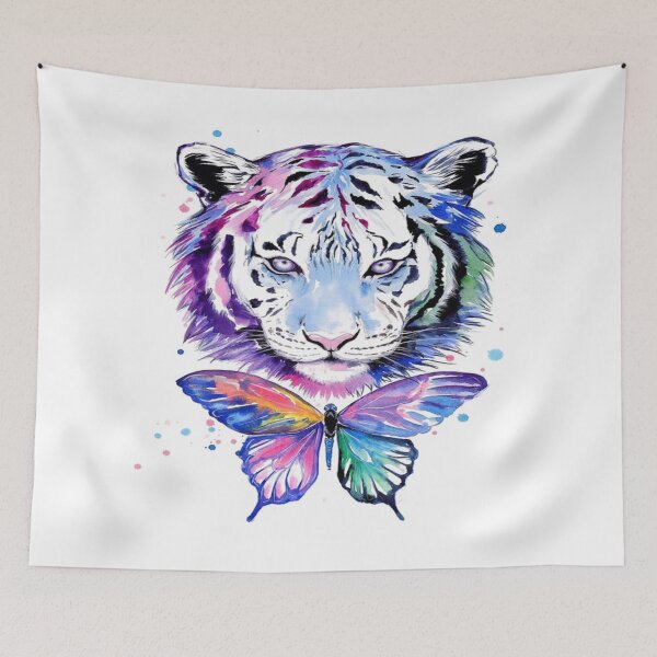 Item preview, Tiger with butterfly in colourful design  designed and sold by coolt-sherit.