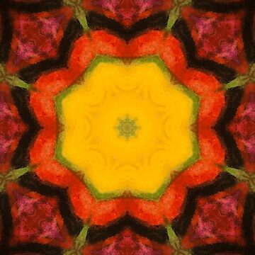 Artwork thumbnail, Burnt Sunrise Kaleidoscope - 60s Fashion by OneDayArt