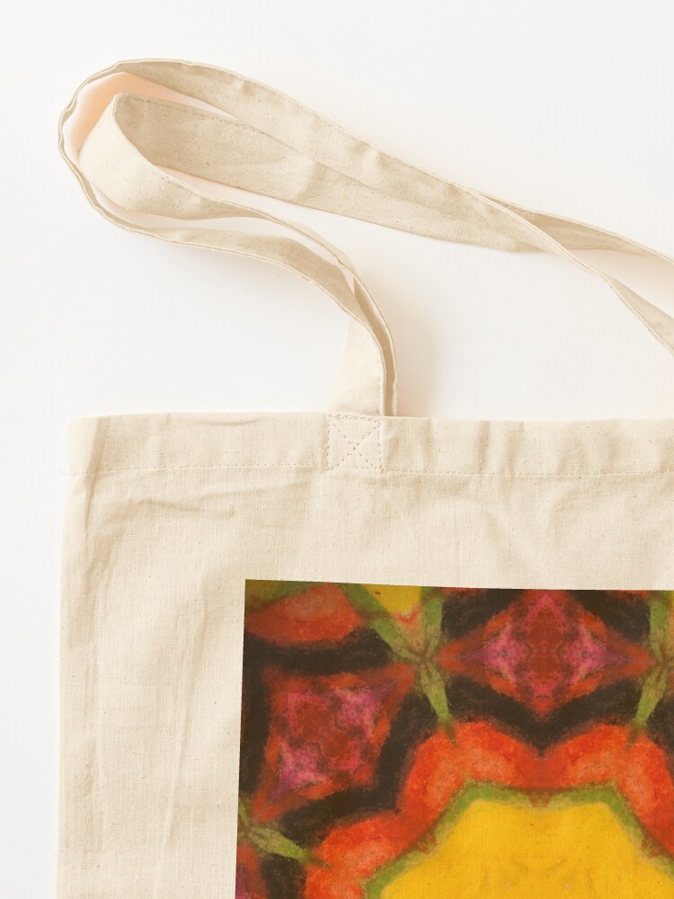 Thumbnail 3 of 5, Tote Bag, Burnt Sunrise Kaleidoscope - 60s Fashion designed and sold by OneDayArt.