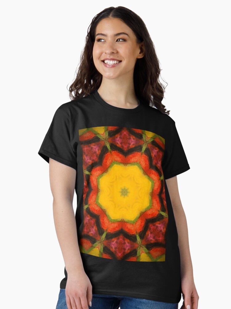 Thumbnail 2 of 7, Classic T-Shirt, Burnt Sunrise Kaleidoscope - 60s Fashion designed and sold by OneDayArt.