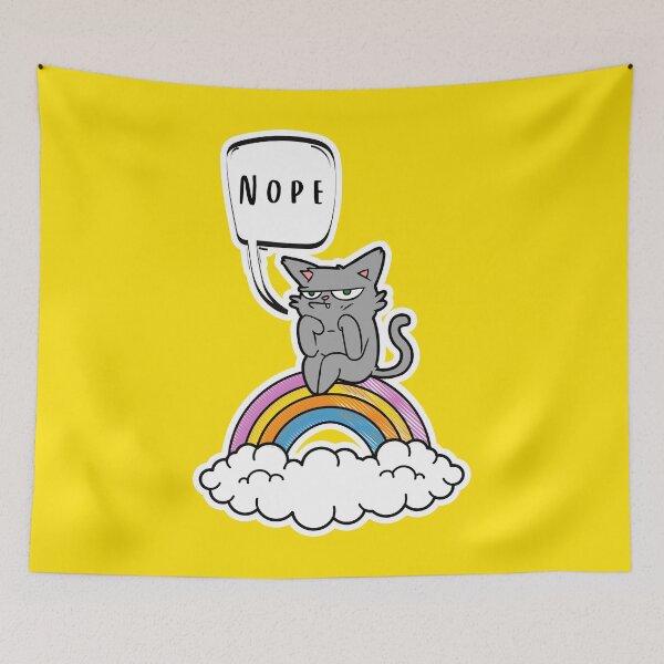 Item preview, Nope - Grouchy Cat on Rainbow designed and sold by BewilderedUni.