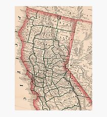 Vintage Map of Northern California (1883) Photographic Print