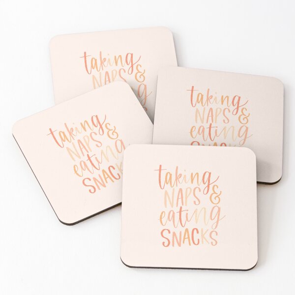 Item preview, Taking Naps and Eating Snacks - Hand Lettered Quote - Peach designed and sold by TheBubblyType.