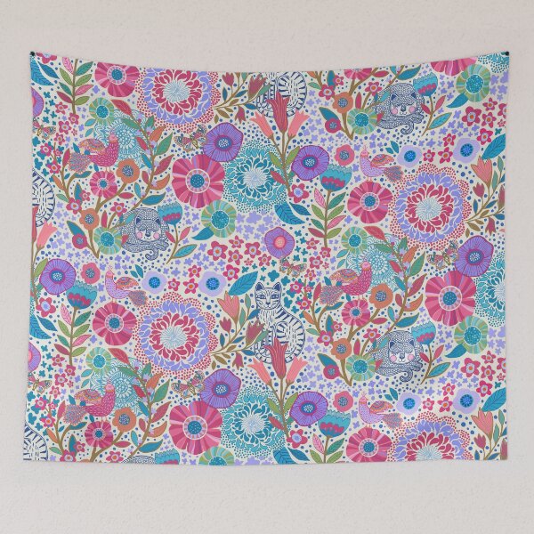 Item preview, Flowers, Pheasants and Felines on light designed and sold by Janet Broxon.