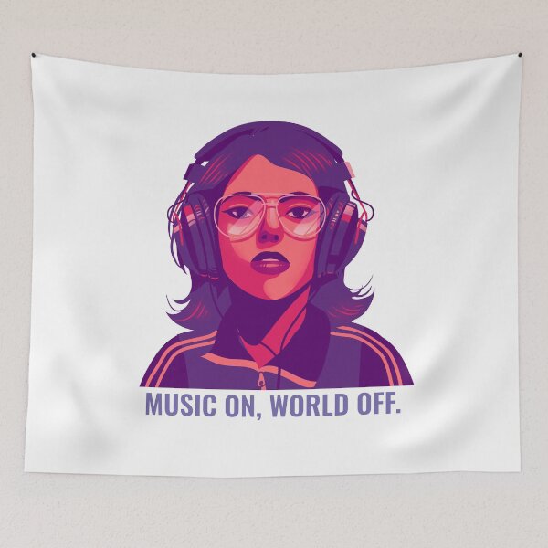Item preview, Music On World Off Purple Girly  designed and sold by Funwithmusic.