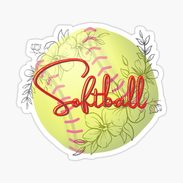 Floral Softball Design Sticker