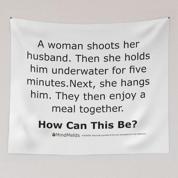 Item preview, Complex Riddle - Wife Shoots Husband designed and sold by ThinkinClothing.