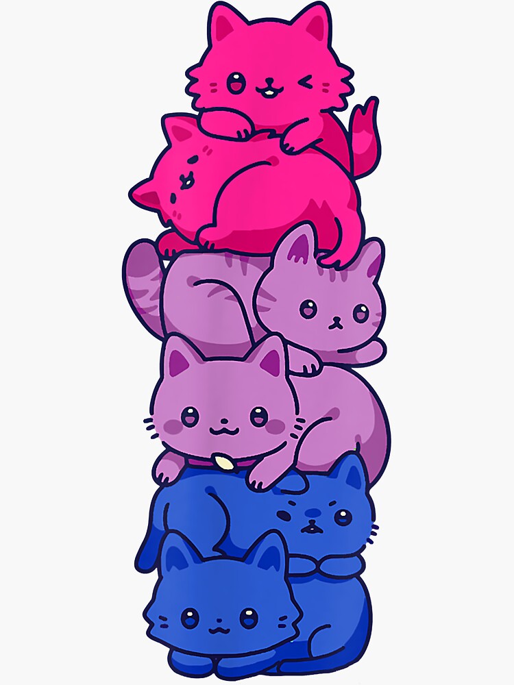 Bi Pride Cat Lgbt Bisexual Flag Cute Kawaii Cats Pile T Sticker For Sale By Sake123231