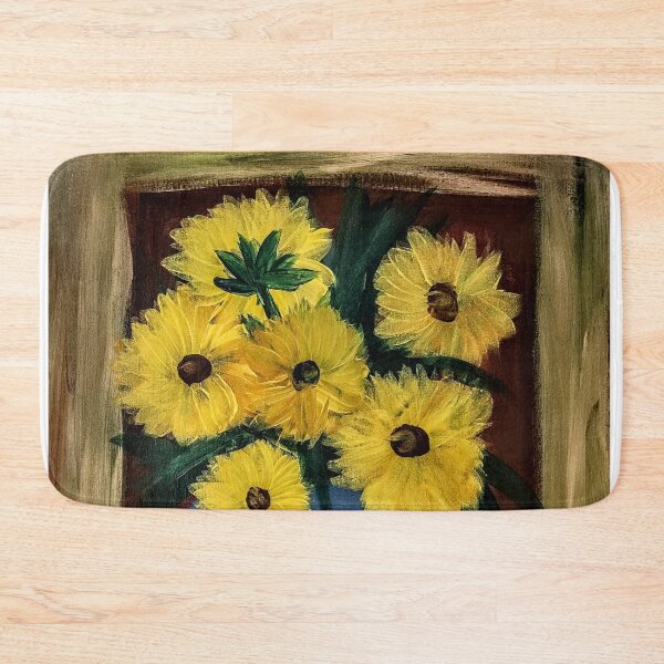 Item preview, abstract sunflower in a metallic blue vase  designed and sold by kkartwork.