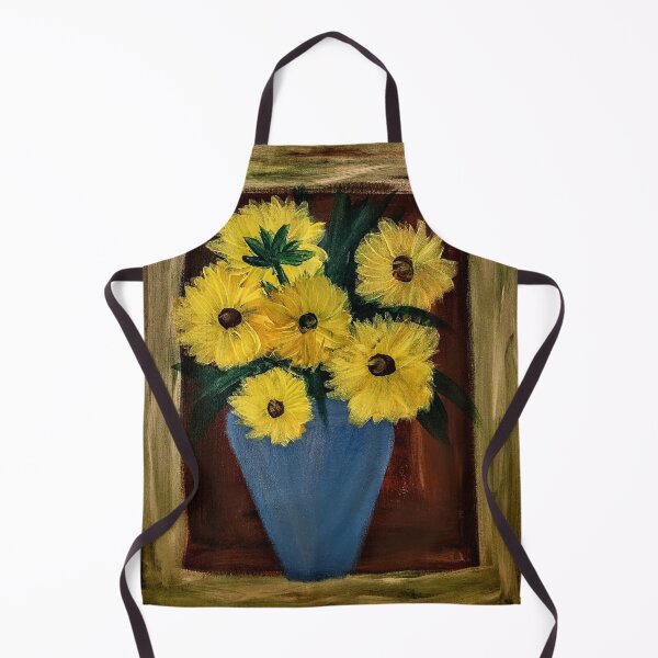 Item preview, abstract sunflower in a metallic blue vase  designed and sold by kkartwork.