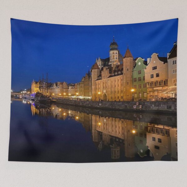 Item preview, Gdansk waterfront at night. designed and sold by Dubage603.