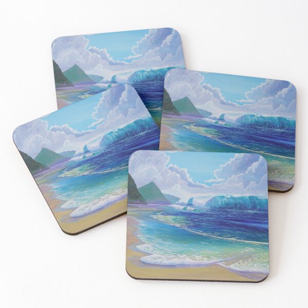 Item preview, Saint Lucia Tropical Beach Scene Giant Wave and Pitons Mountains designed and sold by artshop77.