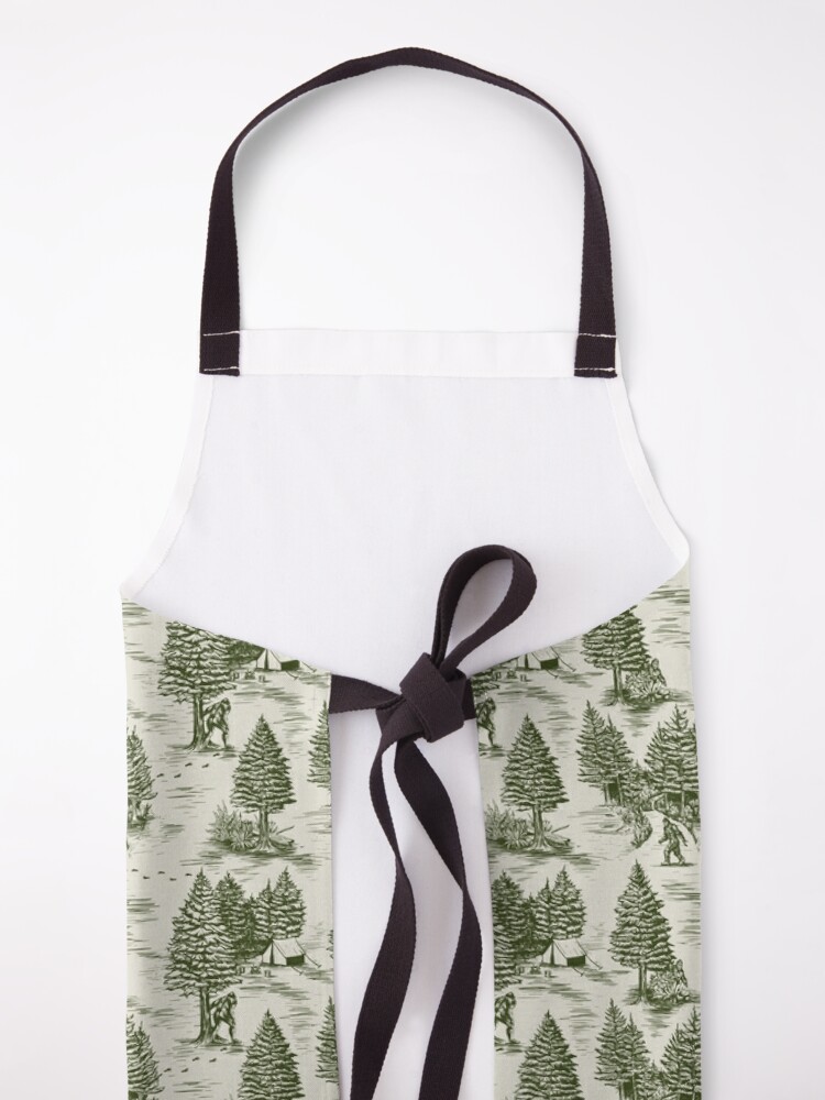 Discover Bigfoot / Sasquatch Toile de Jouy in Forest Green Apron