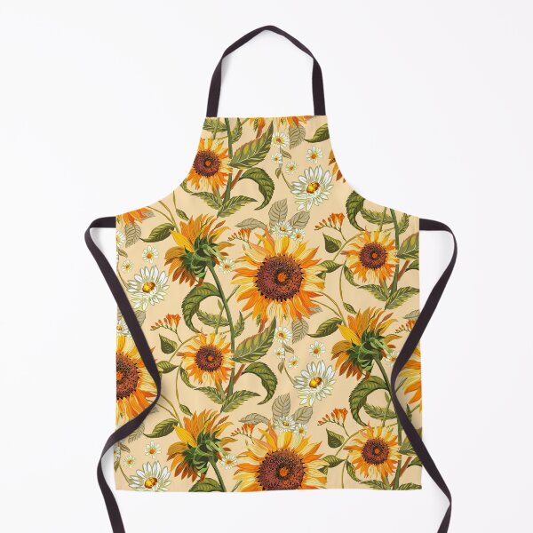 Vista previa del artículo con la obra «Girasoles 70s vintage patrón retro dorado, flores amarillas y naranjas», diseñado y vendido por chrissyink.