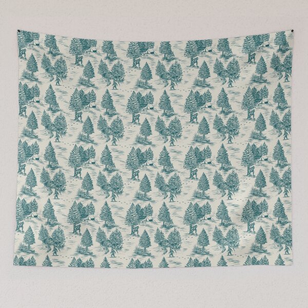 Item preview, Bigfoot / Sasquatch Toile de Jouy in Teal designed and sold by somecallmebeth.