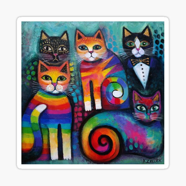 Five Cats Sticker