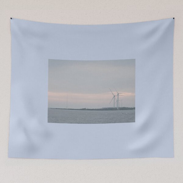 Item preview, Windmill scenery at sunrise in the eastern sea of Jeju, Jeju Island.Korea. designed and sold by human8891.