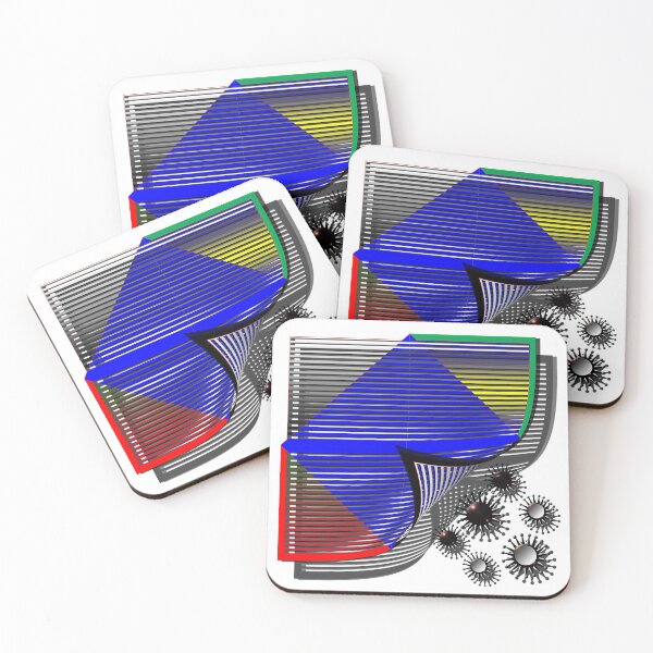 Item preview, Square, corona, grid, shadow, (424) (blue, yellow, green, red,) decorative, digital, colorful, abstract, designed and sold by Paszkan.
