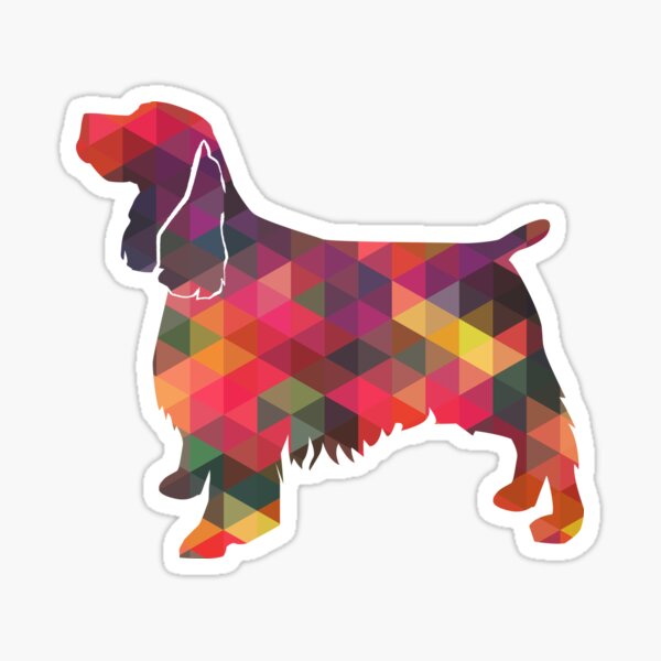 Springer Spaniel Dog Colorful Geometric Pattern Silhouette - Multi Sticker