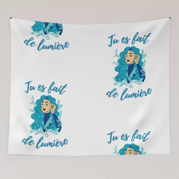 Item preview, You are made of light - french language words theme gifts (aqua blue) designed and sold by RebelliousRosee.