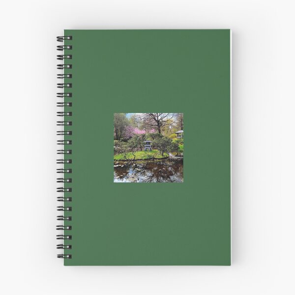 Item preview, spring Japaneese pagoda on lake with sakura tree designed and sold by Diana Ovsiannikova.