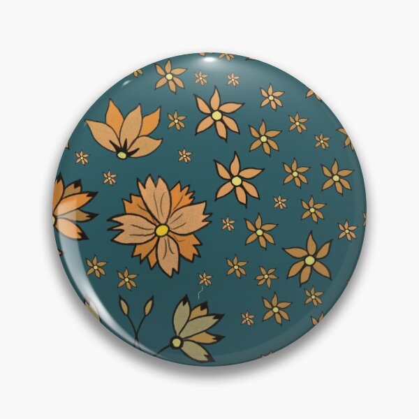 Item preview, Smaller Orange Ditzy Floral on Green Background designed and sold by KizzyW.