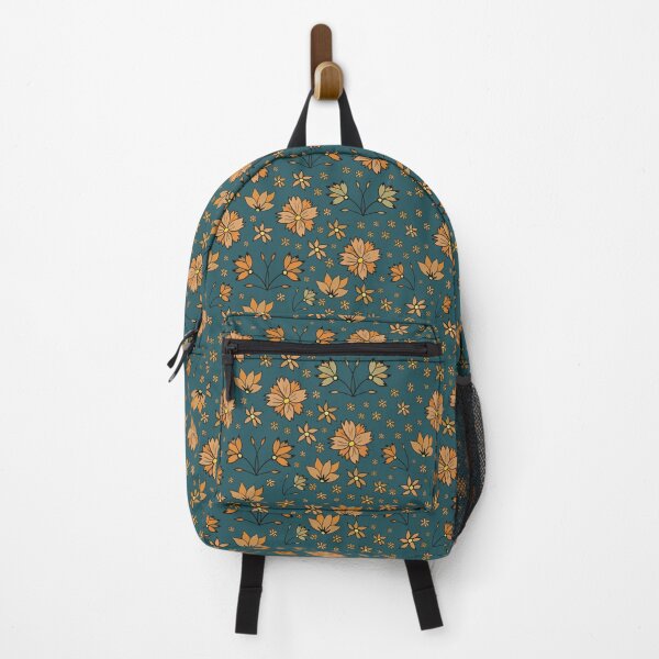 Item preview, Smaller Orange Ditzy Floral on Green Background designed and sold by KizzyW.