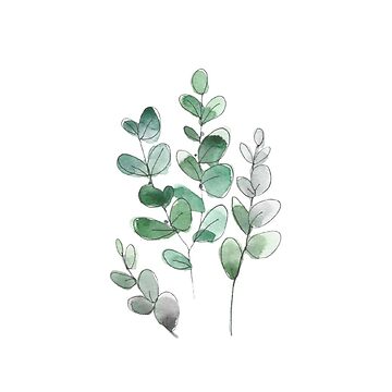 Artwork thumbnail, watercolor plant line drawing, line art, greenery minimal drawing by skybluestudio