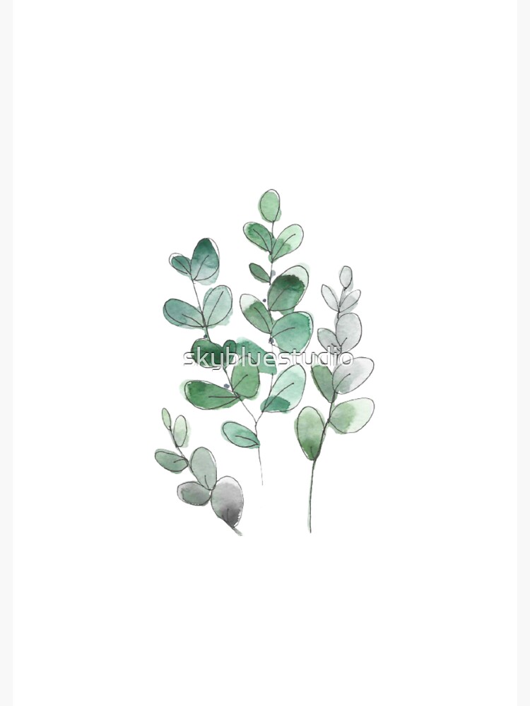 Thumbnail 3 of 3, Sticker, watercolor plant line drawing, line art, greenery minimal drawing designed and sold by skybluestudio.