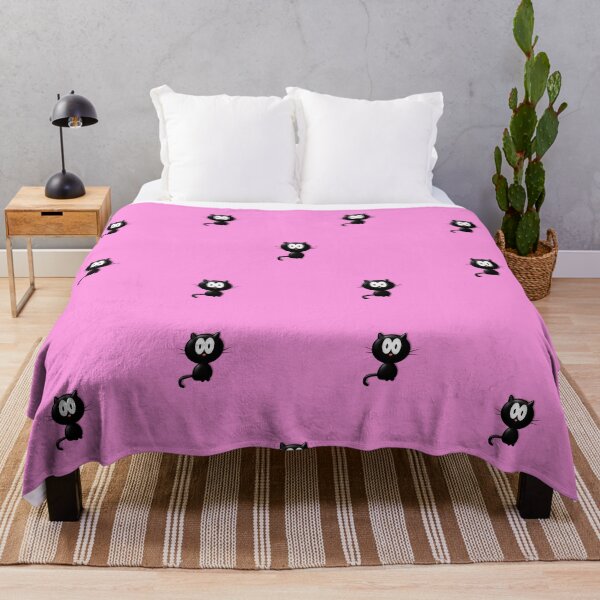 Item preview, Black Kitty Cartoon Wide Eyed Cat on Pink Background. designed and sold by Artography Designs.