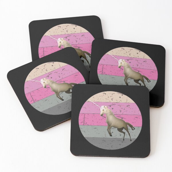 Item preview, Fantasy Unicorn on Vintage Retro Sunset in Peach Pink Gray Colors designed and sold by kmcs.