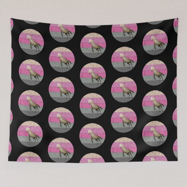 Item preview, Fantasy Unicorn on Vintage Retro Sunset in Peach Pink Gray Colors designed and sold by kmcs.