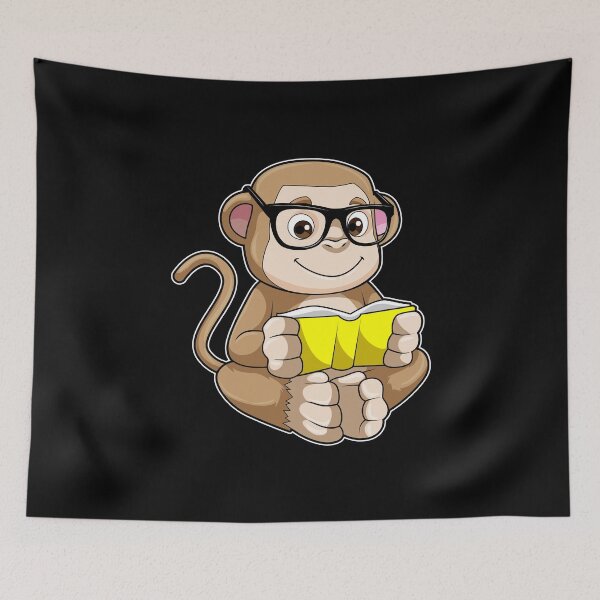 Item preview, Monkey as Student with Glasses & Book designed and sold by Snabdesign84.