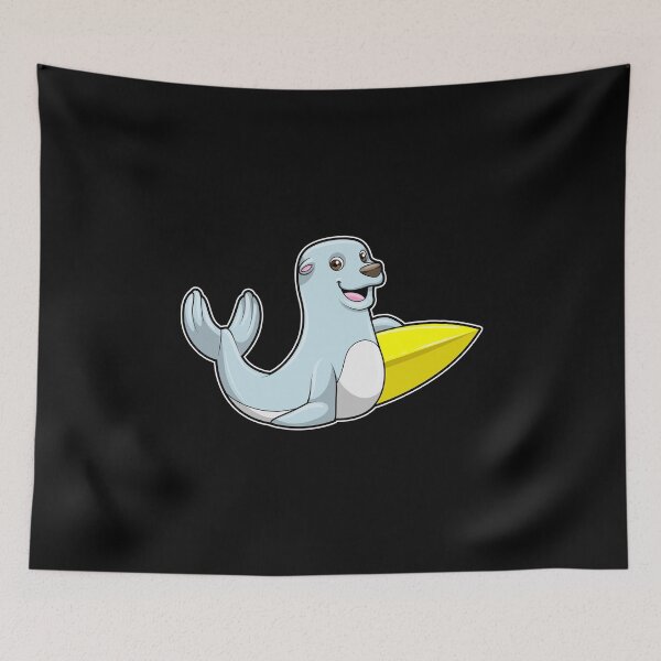 Item preview, Seal at Surfing with Surfboard designed and sold by Snabdesign84.