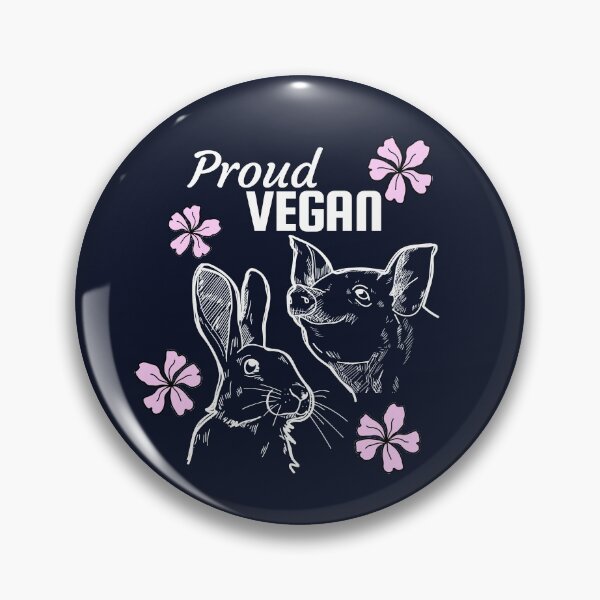 Item preview, Proud vegan text with some pink flowers and pig and a rabbit designed and sold by Purr95.