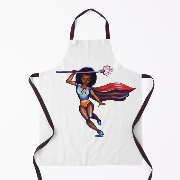 Item preview, Black anime superhero girl from space with red cape ! beautiful black girl with Afro hair, brown eyes, Cherry pink lips and dark brown skin. Hair love ! designed and sold by Artonmytee.