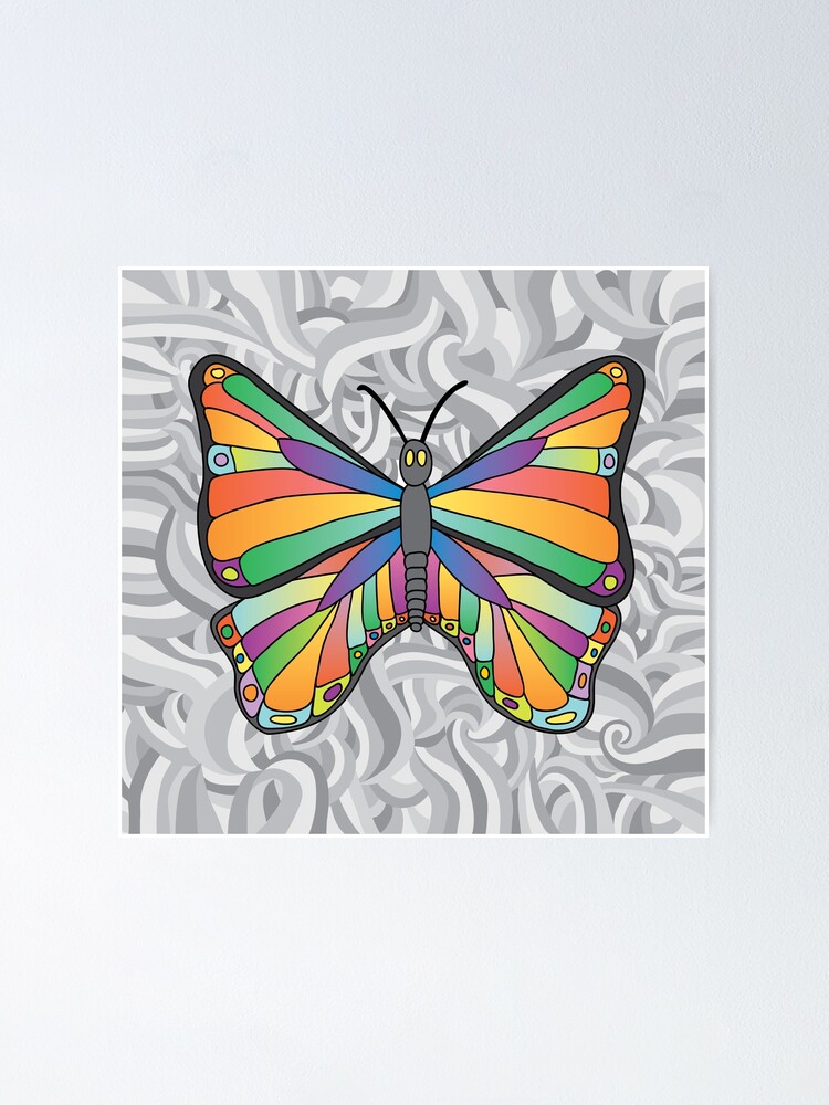 Alternate view of Groovy Butterfly (swirly background) Poster