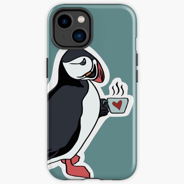 Happy Puffin Drinking Coffee iPhone Tough Case