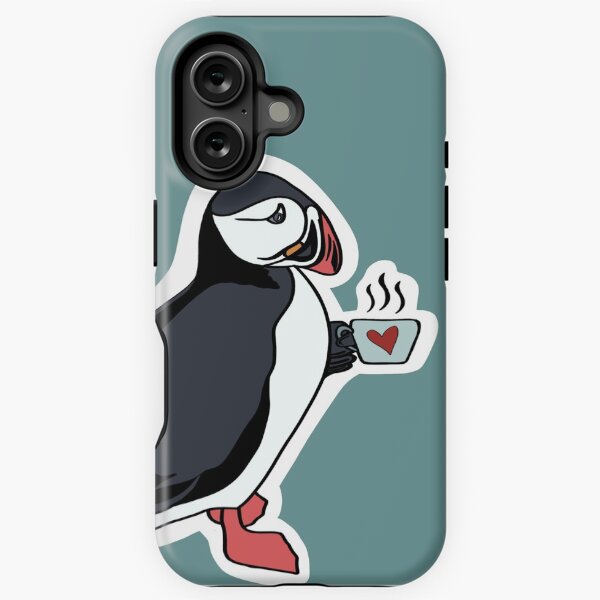 Item preview, Happy Puffin Drinking Coffee designed and sold by pitzlplace.