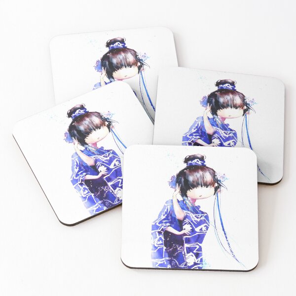 Item preview, Japanese girl with blue swans designed and sold by PinceauDansant.