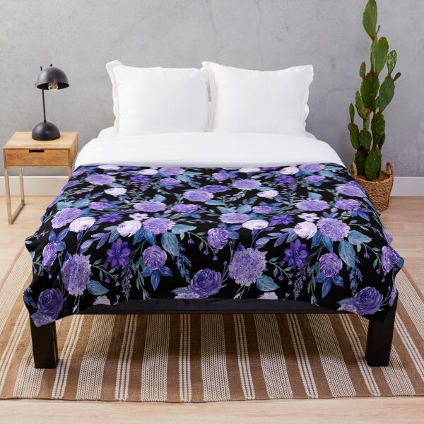 Item preview, Violet flowers on black background designed and sold by darshants.