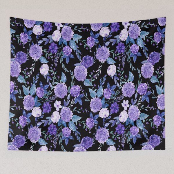 Item preview, Violet flowers on black background designed and sold by darshants.