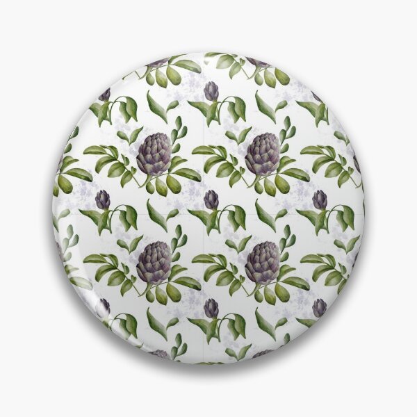 Item preview, Beautiful watercolor floral seamless pattern with purple artichoke, green leaves, and colored splashes on the white background. Elegant hand-drawn nature ornament. designed and sold by BananiLettering.