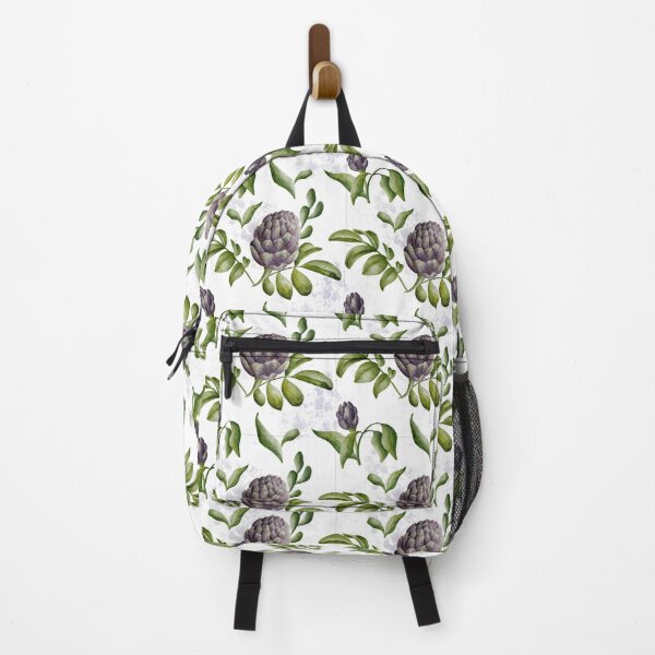 Item preview, Beautiful watercolor floral seamless pattern with purple artichoke, green leaves, and colored splashes on the white background. Elegant hand-drawn nature ornament. designed and sold by BananiLettering.