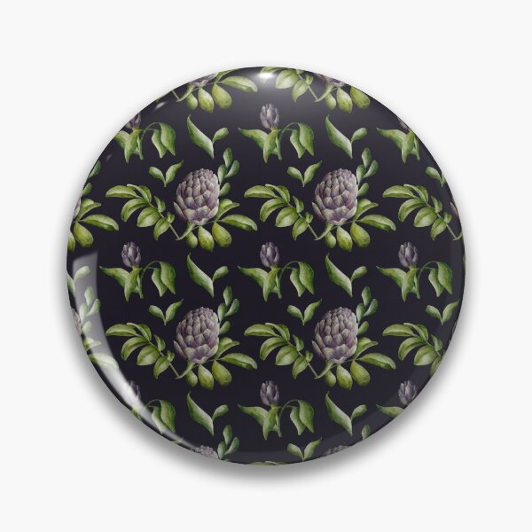 Item preview, Beautiful watercolor floral seamless pattern with purple artichoke and green leaves on the dark background. Elegant hand-drawn nature ornament. designed and sold by BananiLettering.