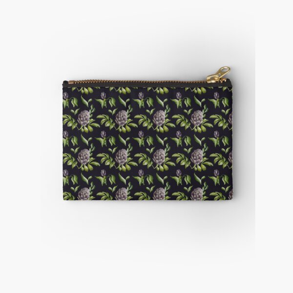 Item preview, Beautiful watercolor floral seamless pattern with purple artichoke and green leaves on the dark background. Elegant hand-drawn nature ornament. designed and sold by BananiLettering.
