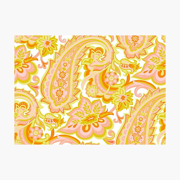 Retro Floral Yellow Boteh Photographic Print